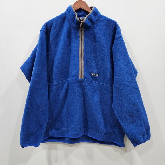 Vintage Patagonia Synchilla Marsupial Fleece Pullover 2002 Size XL Blue Gorpcore